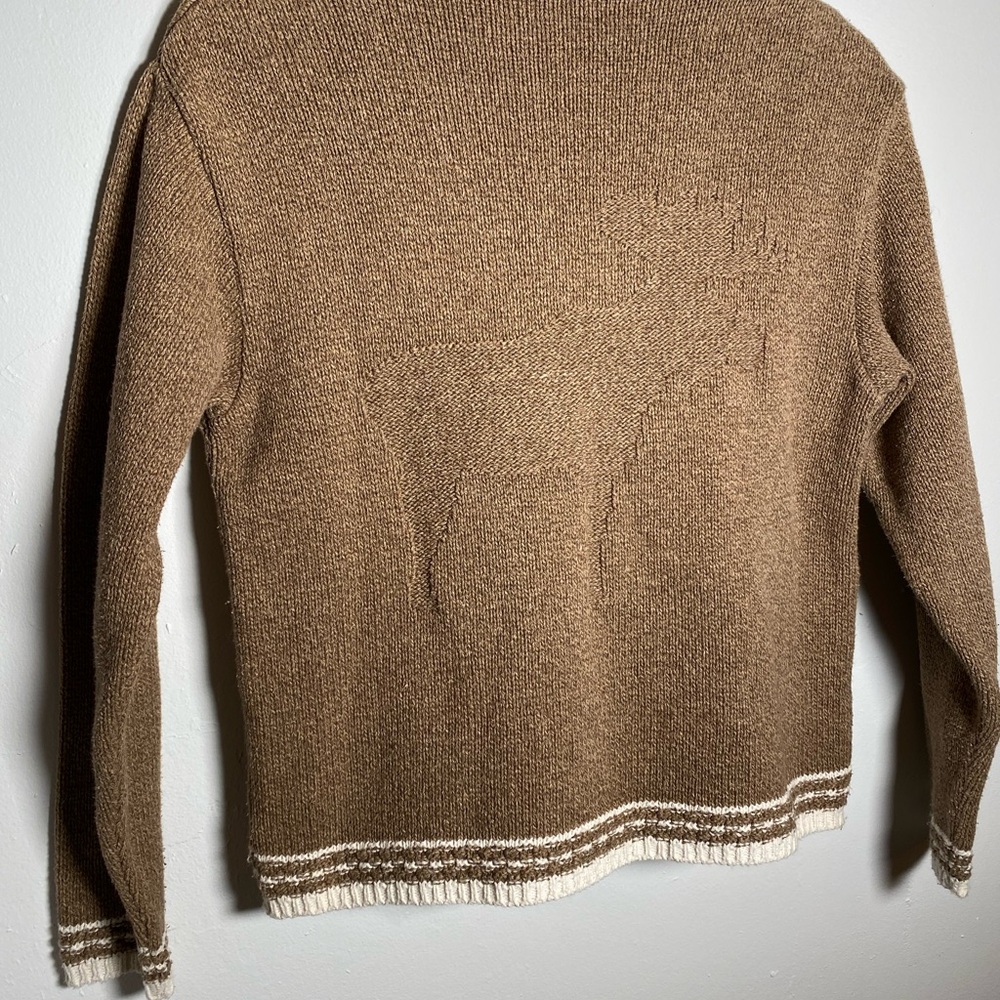 Vintage 80’s 90’s Cotton Country Parkhurst Brown Cream Crewneck Sweater Moose M - Picture 3 of 9